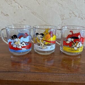 Vintage McDonald's 1978 Glass Mug featuring Garfield and Odie Set of 3